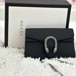 Gucci Dionysus Black Leather Super Mini Bag